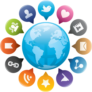 Loghi di vari Social Network intorno al mondo