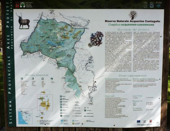 Pannello illustrativo della Riserva Naturale Acquerino Cantagallo
